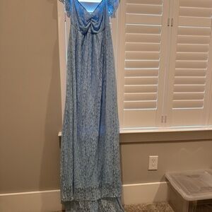 Elegant Light Blue Lace Gown